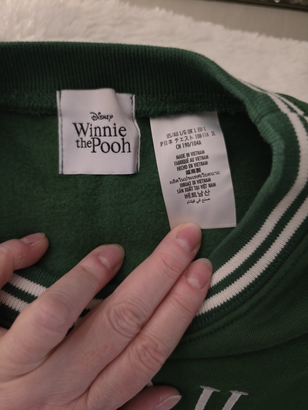 Disney Green and White Winnie the Pooh Crewneck Sweatshirt - Picture 3 of 3